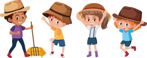 set di diversi personaggi dei cartoni animati per bambini su sfondo bianco vettore