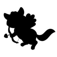 carino gatto Cupido. nero silhouette. design elemento. vettore illustrazione isolato su bianca sfondo. modello per libri, adesivi, manifesti, carte, Abiti.