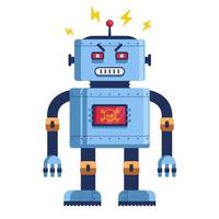 robot malvagio in piena crescita. umanoide futuristico. assassino cyborg. illustrazione vettoriale piatta