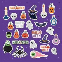 adesivi di Halloween impostare disegno vettoriale