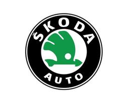skoda marca logo auto simbolo nero e verde design ceco automobile vettore illustrazione