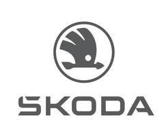 skoda marca logo simbolo con nome nero design ceco auto automobile vettore illustrazione