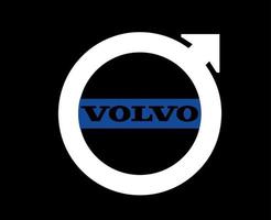 volvo logo marca auto simbolo con nome blu e bianca design svedese automobile vettore illustrazione con nero sfondo