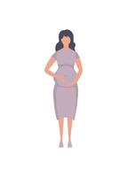 incinta ragazza nel pieno crescita. bene costruito incinta femmina carattere. isolato su bianca sfondo. piatto vettore illustrazione.