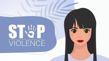 fermare violenza. ragazza con un' striscione. internazionale giorno per il eliminazione di violenza contro donne. vettore illustrazione design.