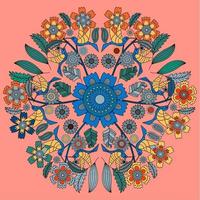 motivo floreale colorato a forma di mandala, ornamento decorativo in stile orientale vettore