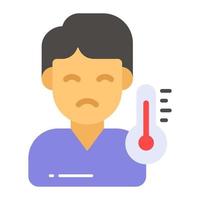 un' uomini con termometro vettore design malato persona icona