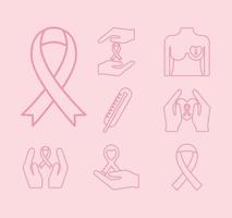 set di icone di cancro al seno vettore