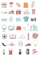 shopping online icona a colori linea sottile stile illustrazione vettoriale. vettore