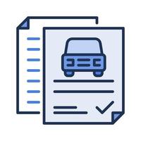 auto noleggio accordo documenti vettore concetto blu icona