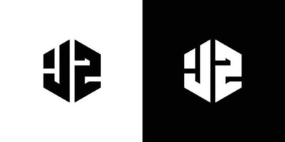 lettera j z poligono, esagonale minimo logo design su nero e bianca sfondo vettore