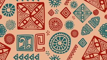 mano disegnato ornamentale tribale senza soluzione di continuità modello, azteco africano disegno. vettore