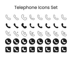 telefono icona impostare, Telefono chiamata icona nero e bianca, chiamata icona trasparente vettore illustrazione