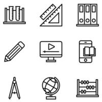 raccolta di icone di linea relative all'e-learning vettore