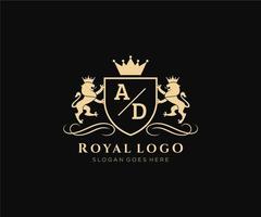 iniziale anno Domini lettera Leone reale lusso stemma araldico logo modello nel vettore arte per ristorante, regalità, boutique, bar, Hotel, araldico, gioielleria, moda e altro vettore illustrazione.