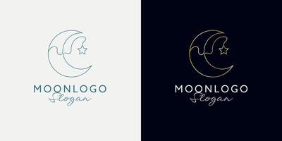 elegante mezzaluna Luna logo design. astratto stile illustrazione per sfondo, coperchio, striscione. Ramadan kareem vettore