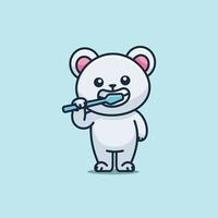 carino cartone animato polare orso spazzolatura il suo denti animale vettore illustrazione animale salutare icona