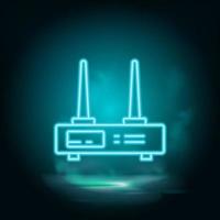 modem , router vettore blu neon icona. illustrazione isolato vettore cartello simbolo - computer tecnologie icona vettore neon - vettore