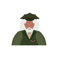 anziano veterano nel verde uniforme icona. vettore illustrazione.