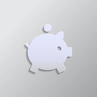 grigio colore vettore sfondo- carta stile vettore icona, Contanti, i soldi, porcellino banca carta stile, icona