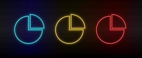 neon icone, analisi, analitica. impostato di rosso, blu, giallo neon vettore icona su scurire trasparente sfondo