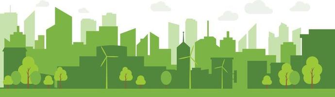 verde città Aiuto il mondo con eco-friendly concetto idee.vettore illustrazione. vettore