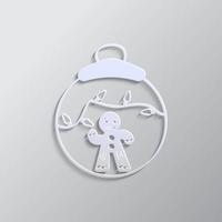 Pan di zenzero uomo, sfera, Natale carta stile, icona. grigio colore vettore sfondo- carta stile vettore icona