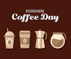 giornata internazionale del caffè con le icone vettore