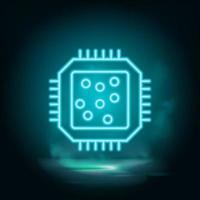 processore , hardware vettore blu neon icona. illustrazione isolato vettore cartello simbolo - computer tecnologie icona vettore neon - vettore