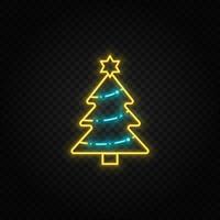 Natale, albero neon icona. blu e giallo neon vettore icona. trasparente sfondo