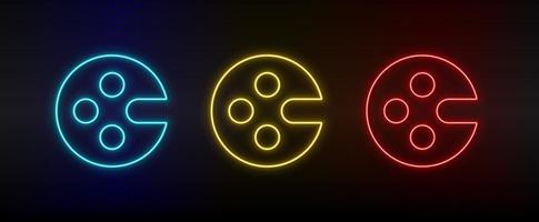neon icone, arte, artista, disegno. impostato di rosso, blu, giallo neon vettore icona su scurire trasparente sfondo