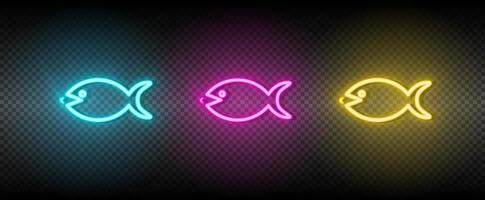 grande, pesce, piccolo, attività commerciale neon vettore icona. illustrazione neon blu, giallo, rosso icona impostato