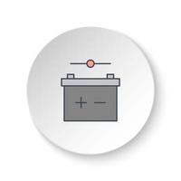 il giro pulsante per ragnatela icona, batteria, contatto. pulsante bandiera il giro, distintivo interfaccia per applicazione illustrazione su bianca sfondo vettore