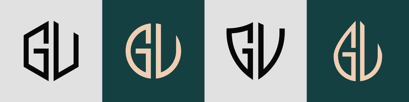 creativo semplice iniziale lettere GU logo disegni fascio. vettore