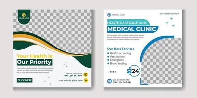 medico e Salute cura Servizi sociale media inviare modello design collezione promozione piazza aviatore modello gratuito vettore