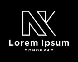impostato lettera n nk ak monogramma tagliare su moderno forma bellezza linea simbolo identità marca etichetta design vettore