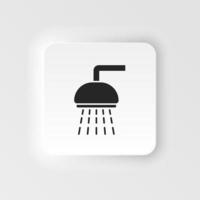 doccia spruzzatore spray con acqua In arrivo giù diagonalmente piatto neumorfico stile neumorfico stile vettore icona icona per applicazioni e siti web. bagno, bagno doccia, guardaroba doccia, doccia testa icona .