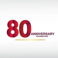 Celebrazione dell'anniversario di 80 anni, disegno vettoriale per celebrazioni, biglietti d'invito e biglietti di auguri