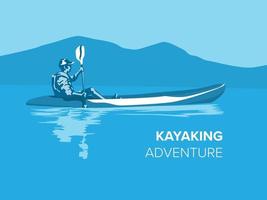 grafico dell'illustrazione di avventura di kayak vettore