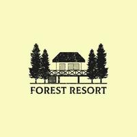 rustico foresta ricorrere logo disegno, migliore per attività commerciale e Hotel logo idea vettore