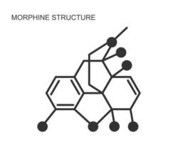 morfina chimico molecolare struttura icona isolato su bianca sfondo. alcaloide con analgesico effetto. medico oppio droga formula vettore