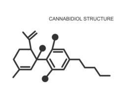 cannabidiolo molecolare struttura icona. CBD medico droga chimico formula isolato su bianca sfondo. fitocannabinoide derivato a partire dal canapa specie vettore