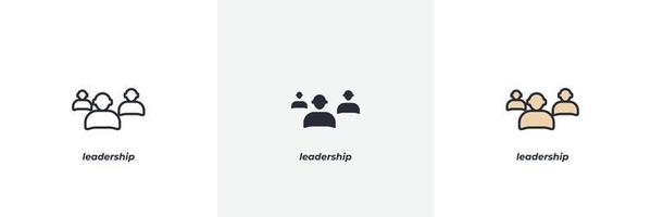 icona di leadership. linea, versione colorata con contorno pieno e pieno, contorno e segno vettoriale pieno. simbolo dell'idea, illustrazione del logo. grafica vettoriale