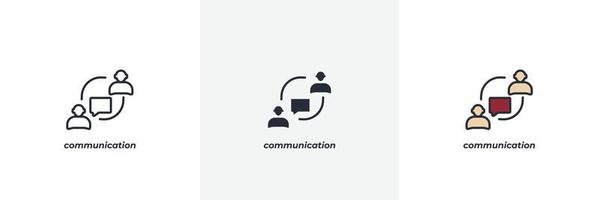 comunicazione icona. linea, solido e pieno schema colorato versione, schema e pieno vettore cartello. idea simbolo, logo illustrazione. vettore grafica