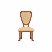 sedia di legno. elementi di design, accessori. concetto di interni mobili alla moda. comode sedie in stile vintage antico. illustrazione vettoriale piatto isolato su sfondo bianco.