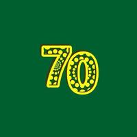 70 ° anniversario celebrazione bolla numero giallo modello vettoriale illustrazione design