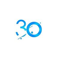 Illustrazione di progettazione del modello di vettore di numero blu di pendenza di celebrazione di anniversario 30