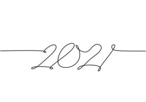 2021 di un disegno a tratteggio continuo del nuovo anno isolato su priorità bassa bianca. celebrazione per il prossimo anno nuovo design minimalista disegnato a mano. nuovo anno, nuova vita, nuovo mondo. illustrazione vettoriale