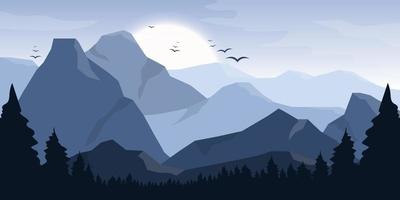illustrazione di disegno vettoriale di sfondo bellissimo paesaggio di montagna