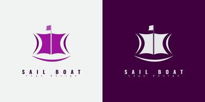 barca a vela logo design vettore ispirazione. isolato forma su Doppio sfondo. può essere Usato per attività commerciale, logo e marchio.